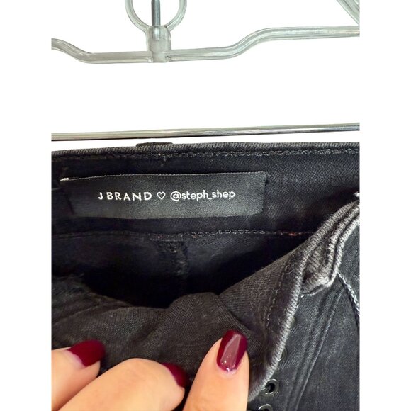 J Brand High Rise Lace up Skinny Jeans in Black Vendetta -  Size 24 - Picture 10 of 11